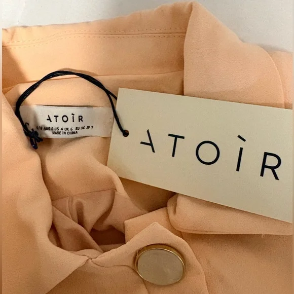 NWT Atoir Goldie Mini Dress in Peach with Statement Ivory Buttons. Size US 4. - Picture 11 of 12